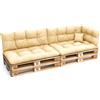 POKAR Set di Cuscini per Europallet Impermeabile da 6 pezzi: 2x 120x80 + 2x 120x40 + 1x 60x40 + 1x 40x40, per Divano da Giardino, senza Pallet, Beige