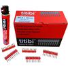 Titibi 1000 X CHIODI STECCATI + BOMBOLETTA DI GAS PER CHIODATRICI: Titibi Prima, Spit Pulsa 1000 - Hitachi - Bea - Makita -Senco - Paslode - Max - Altro (Bomboletta P900: 152mm, Chiodo: Ø2,6 x 25 mm)