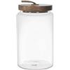 HOME DECO FACTORY, KA0261, Vetro con Coperchio in Acacia, Ideale per la conservazione degli Alimenti, Design Elegante e Moderno, Altezza, Colore Trasparente e Marrone, BOROSILICATO, Barattolo 17 cm