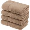 Superior - Set di Asciugamani per Le Mani in Cotone Egiziano 900 Grammi, 4 Pezzi, caffellatte