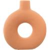 DRW Vaso da Tavolo con Foro in Ceramica in Marrone Piastrelle, Medidas: 28x9x30cm