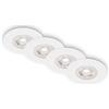 BRILONER - Set di 4 luci LED da incasso a soffitto, luci da incasso ultrapiatte, faretti da incasso per bagno, faretti da incasso per bagno IP44, bianco opaco, 90x25 mm (DxH)