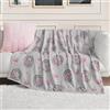 Juicy Couture Coperta da tiro | emblema succoso | peluche e accogliente | coperta decorativa per divani, sedie e letti| lussuosa e morbida | arredamento chic | misure 127 cm x 178 cm | rosa/nero/bianco