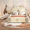 REXO 140 x 200 cm, letto per bambini, con scivolo e scala, materiale PU, facile da pulire, forma carina, beige