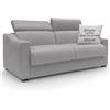 Divani.Store DIVANI STORE - Divano Letto Matrimoniale AMBER 191 cm in Tessuto Smacchiabile - Materasso 140x197 cm e h.18 cm - Artigianale - Grigio