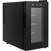 XUEMANSHOP Frigorifero per vino, 23 l, 8 bottiglie, frigorifero con 3 ripiani e illuminazione a LED, 8-18 °C, 1 zona, frigorifero con porta in vetro per vino dolce, grappa