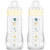 MAM Biberon Easy Active Baby Bottle 330 ml (Set da 2), Kit da 2 biberon MAM per bambini attivi ergonomici e pratici, Accessori neonato 4+ mesi allattamento con tettarella misura 3, Neutro