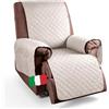 TasamēHOME Copripoltrona 1 Posto Relax con Braccioli Impermiabile 60 cm, Nuovi Modelli, Elegante e Moderno, Reversibile, Antimacchia e Antiscivolo con Lacci Salvapoltrona Trapuntato (Panna)