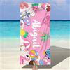 NIBESSER Telo Mare Personalizzato con Nome Asciugamano Mare Adulto Bambini Microfibra Leggero Telo Mare Antisabbia ad Asciugatura Rapida Asciugamano da Spiaggia Morbido, Spiaggia Rosa, 60x120 cm