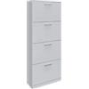 ZIK - Scarpiera Salvaspazio Slim in Legno (63x24x154) Doppia profondità Scarpiera da Ingresso Verticale 4 Ante, Moderna, Scaffale Scarpe di Design Adatti a Vari Stili di Arredamento (Bianco)