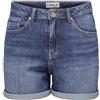 ONLY Shorts Denim Bermuda Vita Alta per Donne, Comode Jeans Estive, Colore:Blu-3, Taglia:L