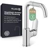 KLUDI - X1 rubinetto per lavabo con scarico a tirante, girevole a 360°, altezza del beccuccio 205 mm, rubinetto a risparmio idrico, taglia L, miscelatore lavabo con tubi di collegamento cromati