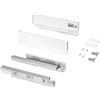 Emuca - Kit cassetto per cucina o bagno, altezza 93 mm, profondità 350mm, 30 Kg, chiusura soft, pannelli no inclusi, Acciaio, Bianco
