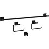 Franklin Brass NASH64-MB Nash - Set di 4 accessori da bagno da 45,7 cm con porta asciugamani con estensione, porta carta igienica, porta asciugamani, gancio per asciugamani, nero opaco