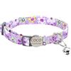 Generic Collare per animali domestici con incisione personalizzata, collare per cani e gatti con nome con sgancio di sicurezza, collari personalizzati per gattini con campanello (Piccoli fiori viola)