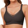 Lonya Reggiseno Senza Ferretto Donna Push Up Reggiseni Scollo a V Support Imbottito Senza Cuciture Comfy Bralette Pizzo Comodo Bra Rosa,L