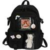 Generic Zaino Kawaii, zaino giapponese, carino zaino estetico per ragazze, carino librerie con spilla Kawaii e accessori, Nero , 30*40*11cm