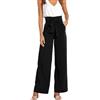 MASUCOR Pantaloni Estivi da Donna a Vita Alta a Gamba Larga e Lunga Elasticizzati Eleganti Pantaloni in Tessuto Comodi Estivi Leggeri e Ariosi Larghi Pantaloni da Completo con Cintura con Fiocco ( Color : Bla