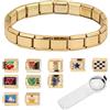 Mikovivi Braccialetto con Ciondoli Italiano, Bracciale Italiano in Oro con Strumento di Apertura e 10 Ciondoli Staccabili Ciondoli per Braccialetti Italiani in Acciaio Inossidabile Bracciale