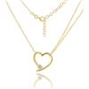 MIORE Collana Donna Argento Sterling 925 Placcato Oro 18K, Collana Cuore, Zircone Brillante e Ciondolo Cuore su Catenina da 45cm (con Estensione da 4 cm) Gioielli Made in Italy, con Portagioie