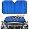 Suyamir Parasole Auto Parabrezza Interno Pieghevole - Coprisole Auto UV con Ventose e Elastici, Protezione Solare per Cruscotto e Sedili, Universale per Auto SUV e Furgoni (Blu)
