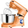 Aumate Impastatrice Planetaria, Impastatrice Professionale 6,2 Litri 1400W, Impastatrice Pizza con Uncino Impastatore, Mescolatore e Frusta Sbattitrice, 6 Velocità Food Mixer (Arancione, 6.2 Litri)