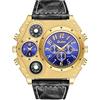 JewelryWe Orologio da Polso Grande Punky Militare Sport per Uomo, Bussola e Termometro Decorativo Dual Time Cinturino in Pelle Retro Vintage Gotico Quadrantini