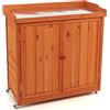 COSTWAY Armadio da Esterno in Legno, Casetta da Giardino con Ripiano Rimovibile e 4 Ruote Universali, Capanno Porta Attrezzi da Esterno e da Interno, 98,5 x 48 x 100 cm