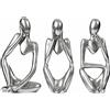 Tibeoyad 3 Pezzi Statuette del Pensatore Decorazione, Statua Astratta in Resina Figure di Pensatori Decorazione per Soggiorno Libreria Camera da Letto