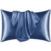 JUWENIN Federa in seta per capelli e pelle del viso per prevenire le rughe, con cerniera nascosta, set da 2 pezzi (blu navy)