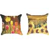 Ulticool - Federa per cuscino - tulipani fiori naturali girasole sole - Set di 2 motivi - 45 x 45 cm - Cuscino decorativo senza imbottitura - Cuscino per divano/letto - giallo rosa arancione