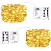 Vacoulery Lucine Led Decorative a Batteria, 2 Pezzi 10M 100LEDs 8 Modalità Stringa Luci Led Impermeabile con Telecomando, Timer e Dimmer per Interni e Esterni, Natale, Feste, Camera (Bianco Caldo)