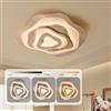 YYUTLUO Plafoniera LED In Legno A Forma Di Nuvole, Ø80cm 65W=5500lm, Dimmerabile Per Cameretta Bambini, Lampada Da Soggiorno Con Paralume In Acrilico A Cuore, Moderna Rotonda