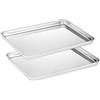 Velaze Set 2 Teglie da Forno in Acciaio Inox, Teglia Vassoio Rettangolare per Pane, Biscotti, Pizza e Torte, Atossico e Antiaderente, 40 x 30 x 2.5 cm