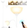 OUTON Lampada da Terra con Telecomando, Lampadina Includere, Bianco | Dimmerabile e 3000K-6000K Temperature di Colore Regolabili, 1H Timer, Lampada Super Luminosa per Soggiorno, Bianco crema