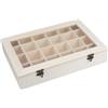 Ideen mit Herz Scatola in legno con 24 scomparti e coperchio con finestra di visualizzazione, Contenitore in Legno Porta Oggetti, Organizer | 30 x 20 x 5,5 cm