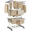 Vonia Stendibiancheria Verticale con Ruote - Stendino a Torre 4 Piani, 6 Ali Pieghevoli, 12m Lunghezza Stendaggio, Salvaspazio Mobile e Stabile, per Interno & Esterno, Balcone, 72x50x172 cm, Bianco