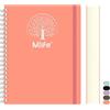 Mlife notebook B5 Foderato, 300pagine quaderno a spirale, copertina rigida in PVC con stampa dell'albero della vita, 100g/M² carta resistente all'inchiostro, per donne, uomini, 17,7x 25cm-rosa