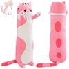 Sausudols Peluche Cuscino Lungo Gatto 50CM Peluche Gatto Cuscino di Peluche Morbido Gatto Plushie Giocattolo Regalo per Compleanno Natale e San Valentino Rosa