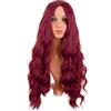 MapofBeauty 28 Pollice Lungo Wavy Middle Part Ricci Parrucche,Blood Rosso