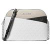 Michael Kors Michael Michael Kors Borsa a tracolla da donna Jet Set da viaggio in pelle media, Bianco ottico multicolore
