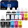Meagiis 104 Inchiostro Compatibile per Epson 104 Multipack per EcoTank ET-4700 ET-2720 ET-2861 ET-2711 ET-2712 ET-2714 ET-2715 ET-2721 ET-2726 ET-14100 (4 Nero, 2 Ciano, 2 Magenta, 2 Giallo)