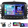 Hikity 8 Core 4+64GB Android Wireless Carplay Autoradio per Fiat 500L 2013-2019 Android Auto, Schermo Tattile 7 Pollici Bluetooth Stereo Auto Vista Posteriore in Diretta, GPS WiFi EQ FM RDS Radio