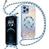 Kokio Cover Magnetica Glitter per iPhone 12 Pro Max con Cordino [Compatibile con MagSafe] Motivo Cuore TPU Silicone Custodia per Donna Ragazza Trasparente Antiurto Case per iPhone 12 Pro Max Blu