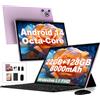 Dghrti 2025 Newest Tablet 10 pollici Android 14, 22GB RAM 128GB ROM/TF 1TB, Processore Octa-Core, 8000mAh, Corpo in Metallo, Doppio WiFi, 8MP+5MP, Widevine L1, Protezione Occhi, Tastiera, Mouse, Violet