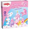 HABA Unicorno Glitter Felice - Gioco impilabile per Bambini con unicorni, Nuvole di Legno e 10 Cristalli di Nuvola Scintillanti, dai 4 Anni in su, 2012232001