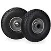 Relaxdays Set di ruote per camion nero/grigio, antiforatura, 10026071_957, pneumatici in gomma piena 3.00-4, cerchio in acciaio, asse da 25 mm, 100 kg, 260x85mm, nero/grigio