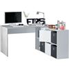 Habitdesign Scrivania Multiposizione Reversibile, Tavolo Studio, Tavolo PC, Modello Adapta XL, Finitura Bianco Artik e Grigio Cemento, 74 x 136 x 139 cm