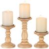 Inweder Portacandele a Colonna in Legno Rustico, 3 Pcs, Legno Chiaro | 10/15/20cm, Adatto per Candele da 8 cm, Decorazione Modern Organic per Natale, Centrotavola, Salotto, Camino, Mensola