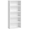 HOMCOM Mobile Libreria a 5 Ripiani con 3 Scaffali Flessibili, in Legno, 60x24x133.5 cm, Bianco